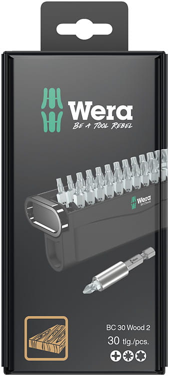 Wera 2 SB, 30 Stück(e), PH 2, PZ 1, PZ 2, PZ 3, TX10, TX15, TX20, TX25, TX30, TX40, 274 g, Box