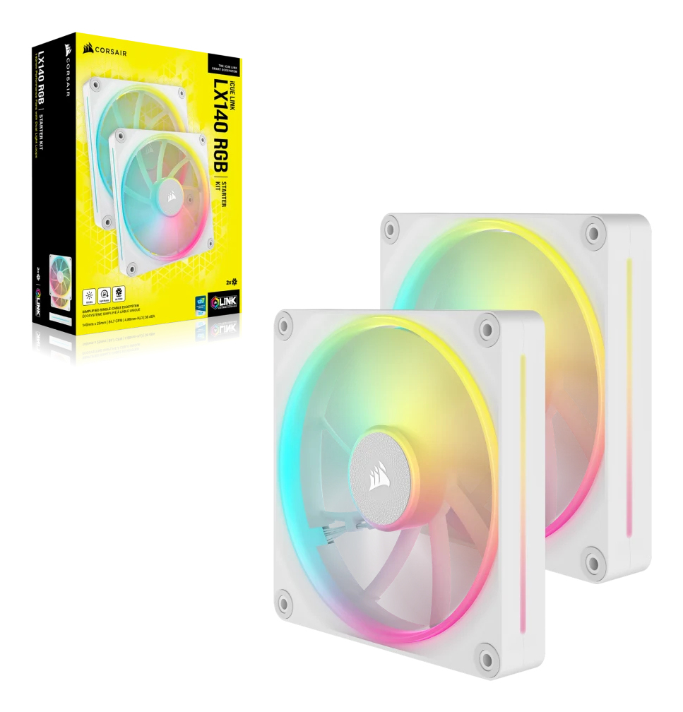 Corsair iCUE Link LX140 RGB - Gehäuselüfter - 140 mm - weiß (Packung mit 2)