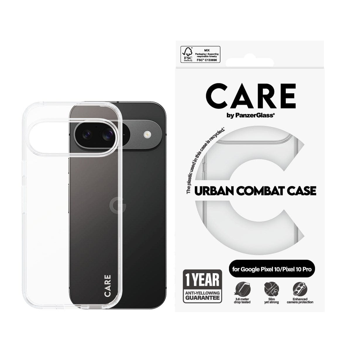 PanzerGlass CR45311, Cover, Google, Pixel 10/10Pro, 16 cm (6.3"), Transparent