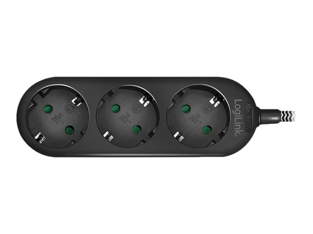 LogiLink Steckdosenleiste - Wechselstrom 250 V - 3680 Watt - Eingabe, Eingang CEE 7/4 - Ausgangsanschlüsse: 3 (3 x Stecker CEE 7/3)