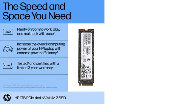 HP Solid-State-Laufwerk, PCIe 4x4 NVMe, (1 TB), 1 TB, M.2