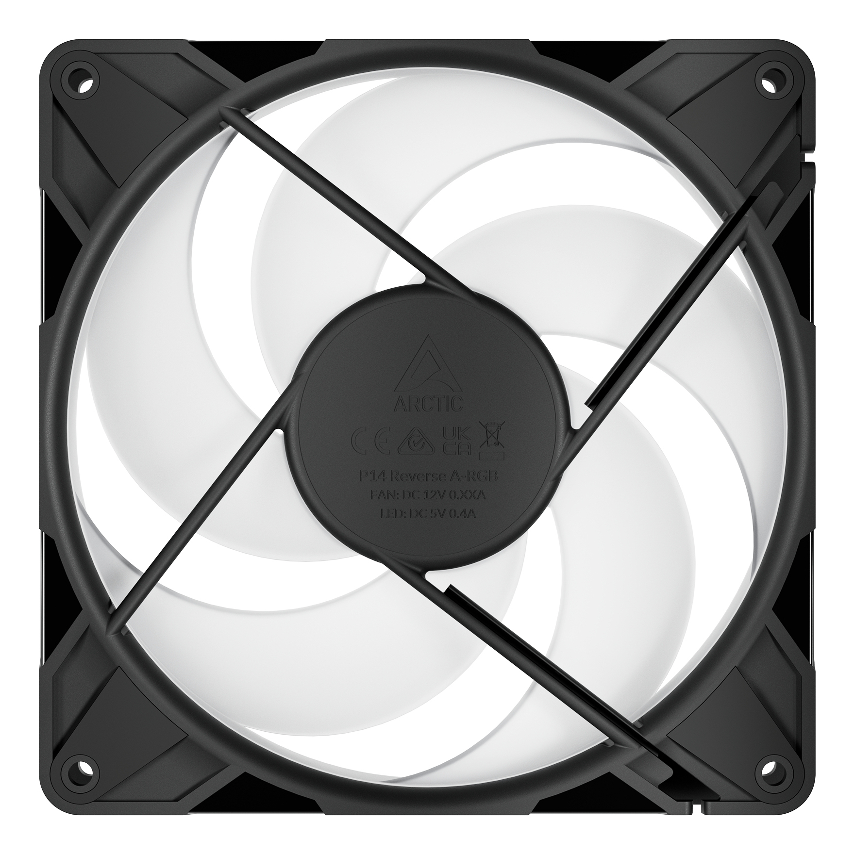 Arctic Freezer P14 Pro Reverse A-RGB - 140 mm A-RGB PWM-Lüfter mit Kabelsplitter, Ventilator, 14 cm, 166,5 m³/h, Schwarz