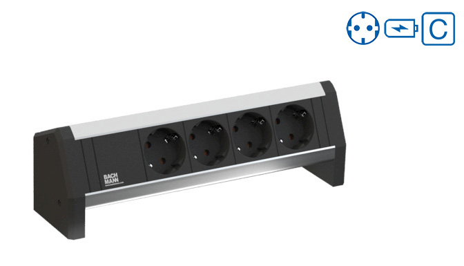 Bachmann DESK 1 - Steckdosenleiste - Wechselstrom 250 V - Eingabe, Eingang GST18i3 - Ausgangsanschlüsse: 2 (2 x USB, 2 x CEE 7/3)