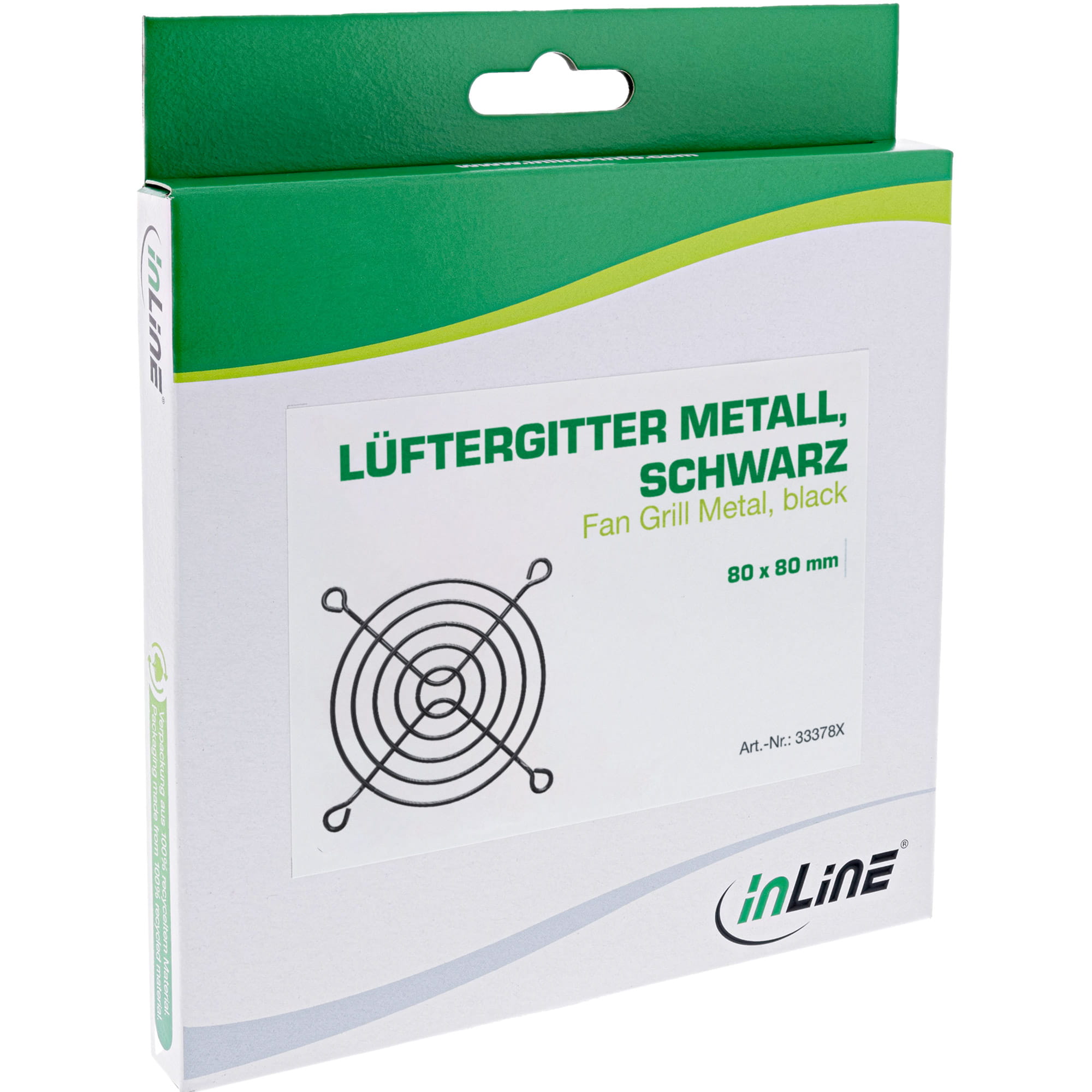InLine Lüftergitter Metall - schwarz - 60x60mm