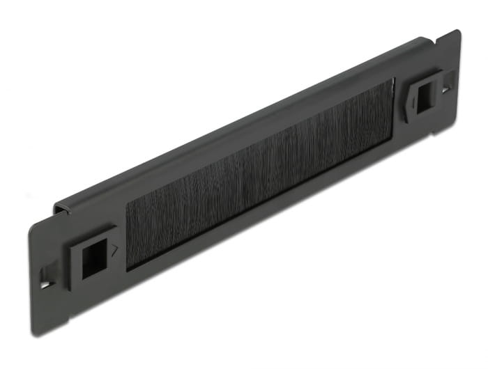 Delock Kabelabdeckung mit Bürsten - Rack montierbar - Schwarz - 1U - 25.4 cm (10")