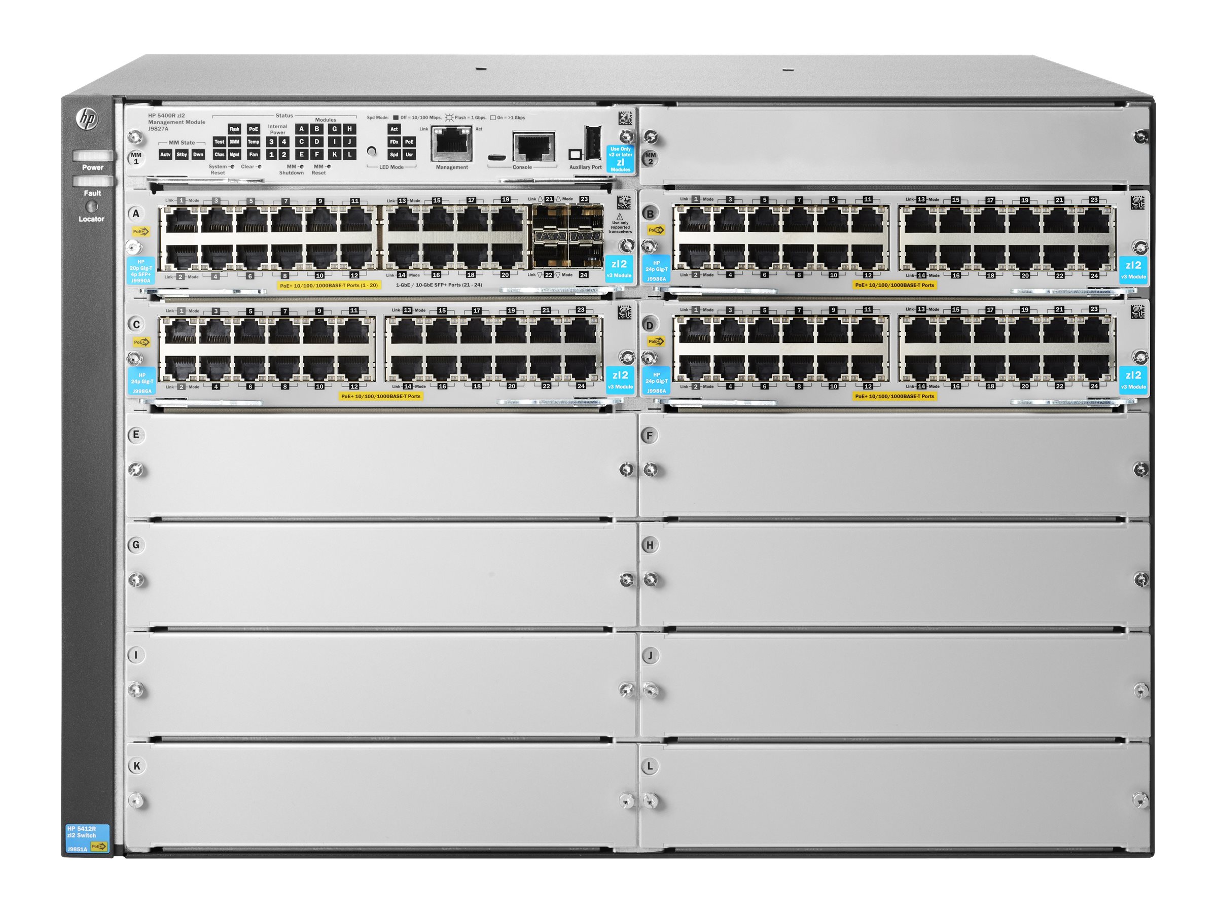 HPE Aruba Networking 5412R 92GT PoE+ / 4SFP+ (No PSU) v3 zl2 - Switch - managed - 92 x 10/100/1000 (PoE+)