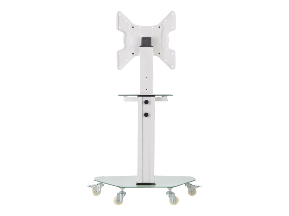 Tripp Eaton Tripp Lite Series Premier Rolling TV Cart for 32" to 55" Displays, Frosted Glass Base and Shelf, Locking Casters, White - Wagen - fest - für Monitor / HDTV - Aluminium, Stahl - weiß - Bildschirmgröße: 81.28-139.7 cm (32"-55")