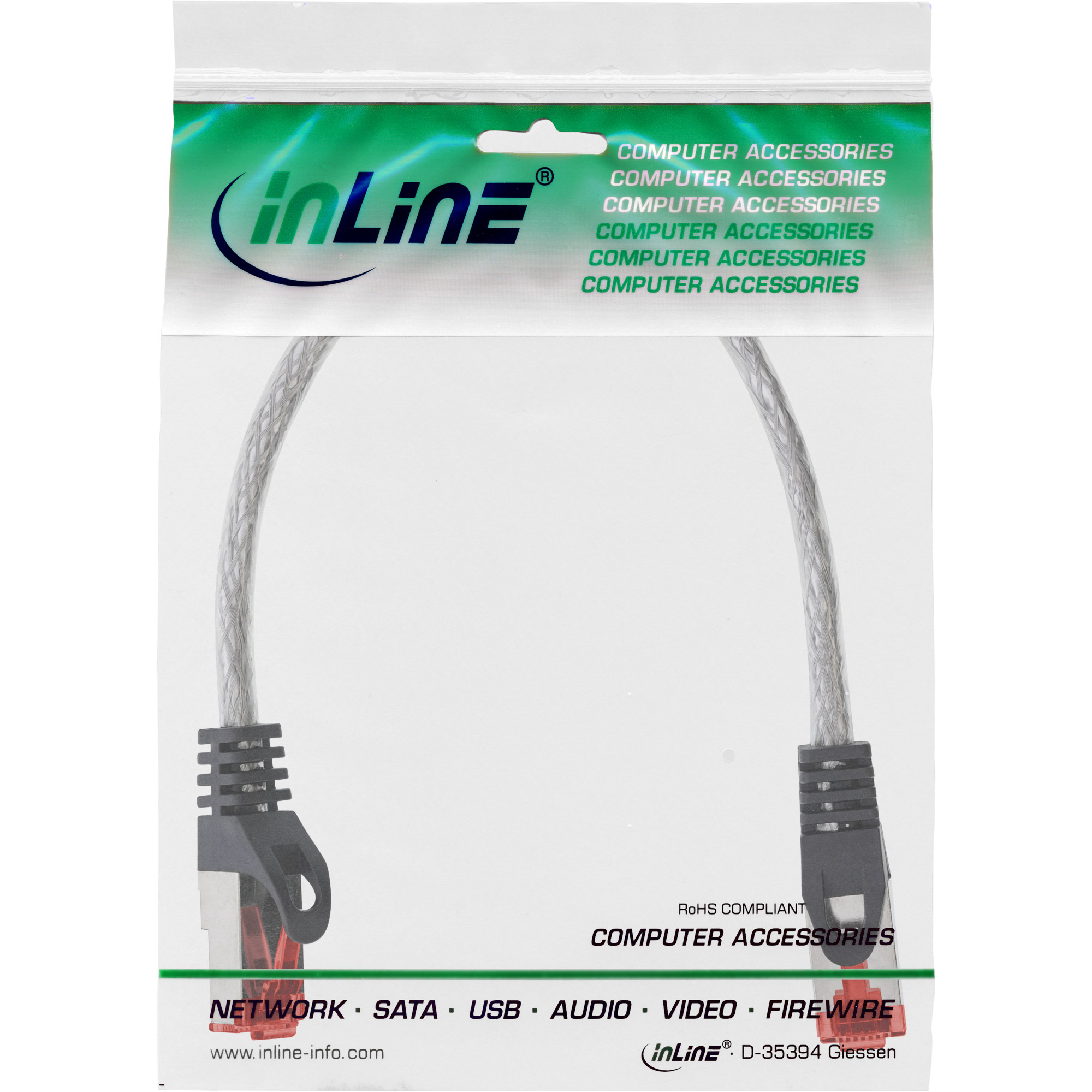 InLine Patchkabel - S/FTP (PiMf) - Cat.6 - 250MHz - PVC - Kupfer - transparent - 0,25m