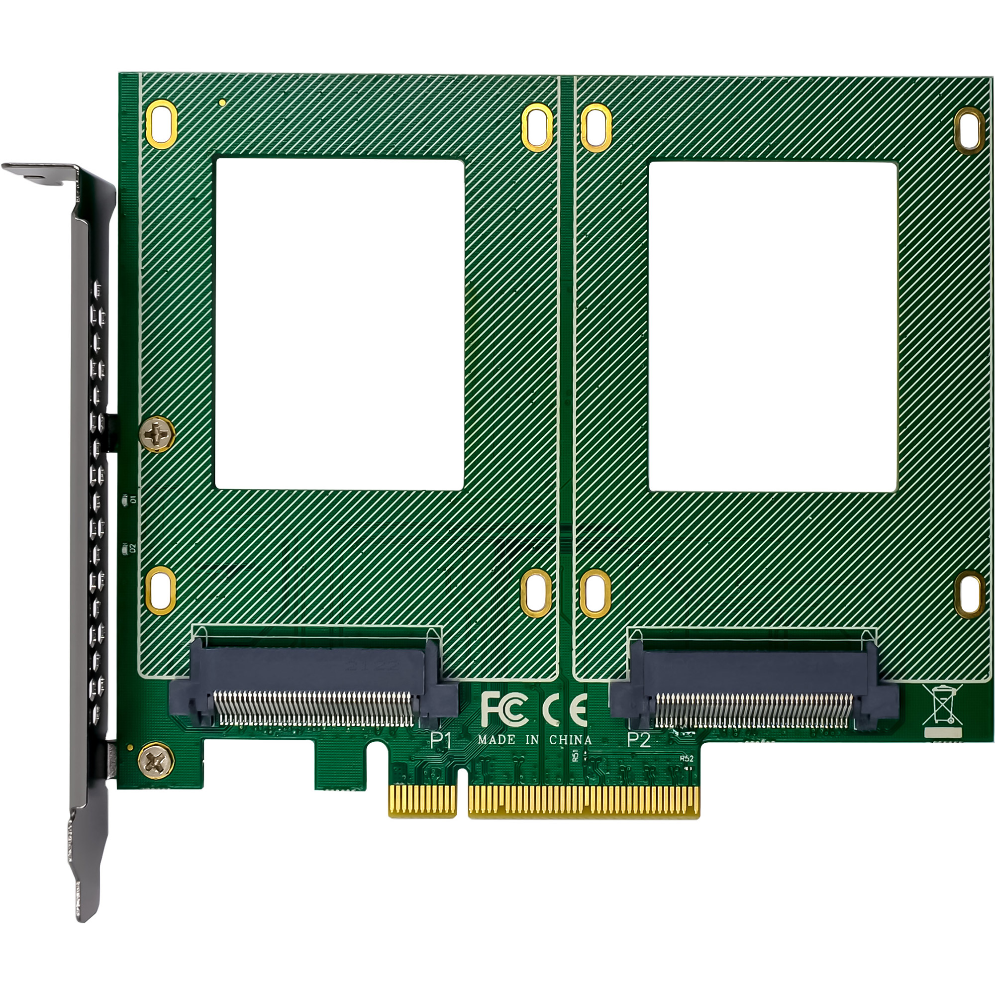 InLine PCIe Karte zu 2x intern U.2 NVMe SFF-8639 – Bifurcation - PCIe x8 - breit