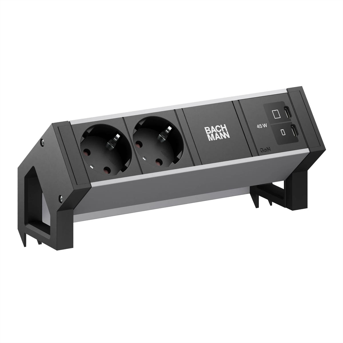 Bachmann BM0022045 - DESK2 ALU BLACK 2xCEE7/3 1xUSB C/C 45W RAL9005 - Zubehör Stromversorgung