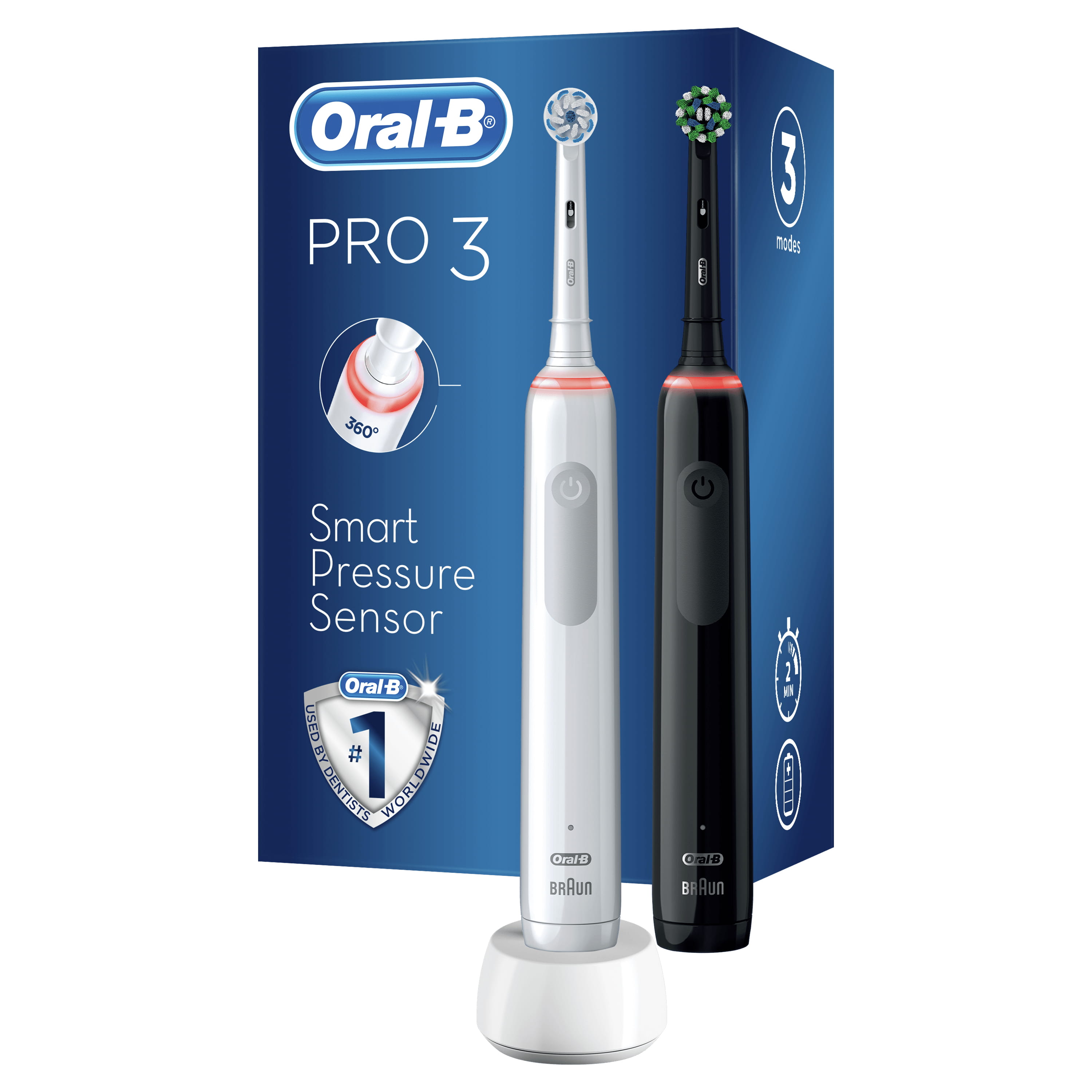 Braun Oral-B Pro 3 Special Edition 3900 - Zahnbürste - Schwarz / Weiß (Packung mit 2)