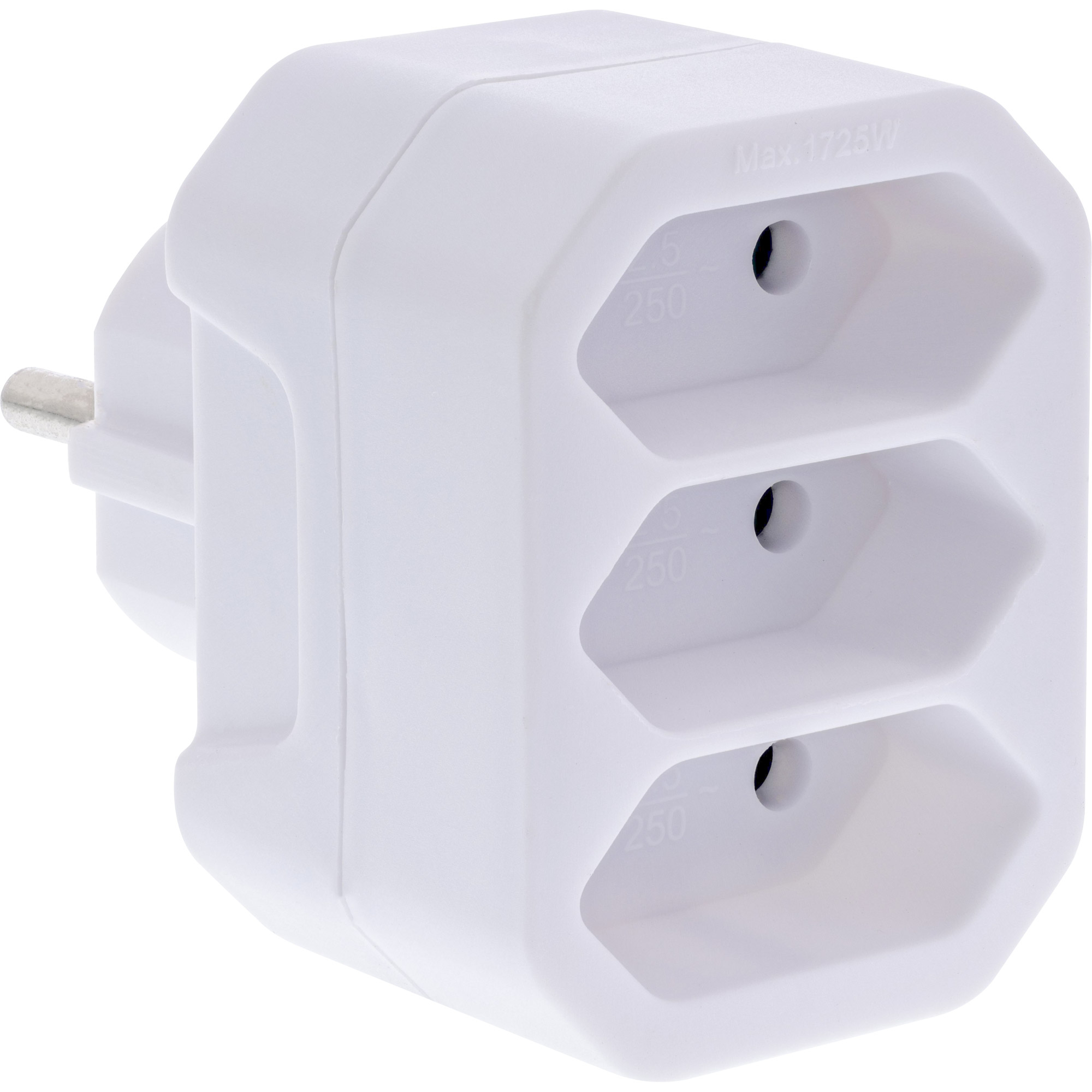 InLine Steckdosenadapter - Schutzkontakt-Stecker auf 3x Eurobuchse