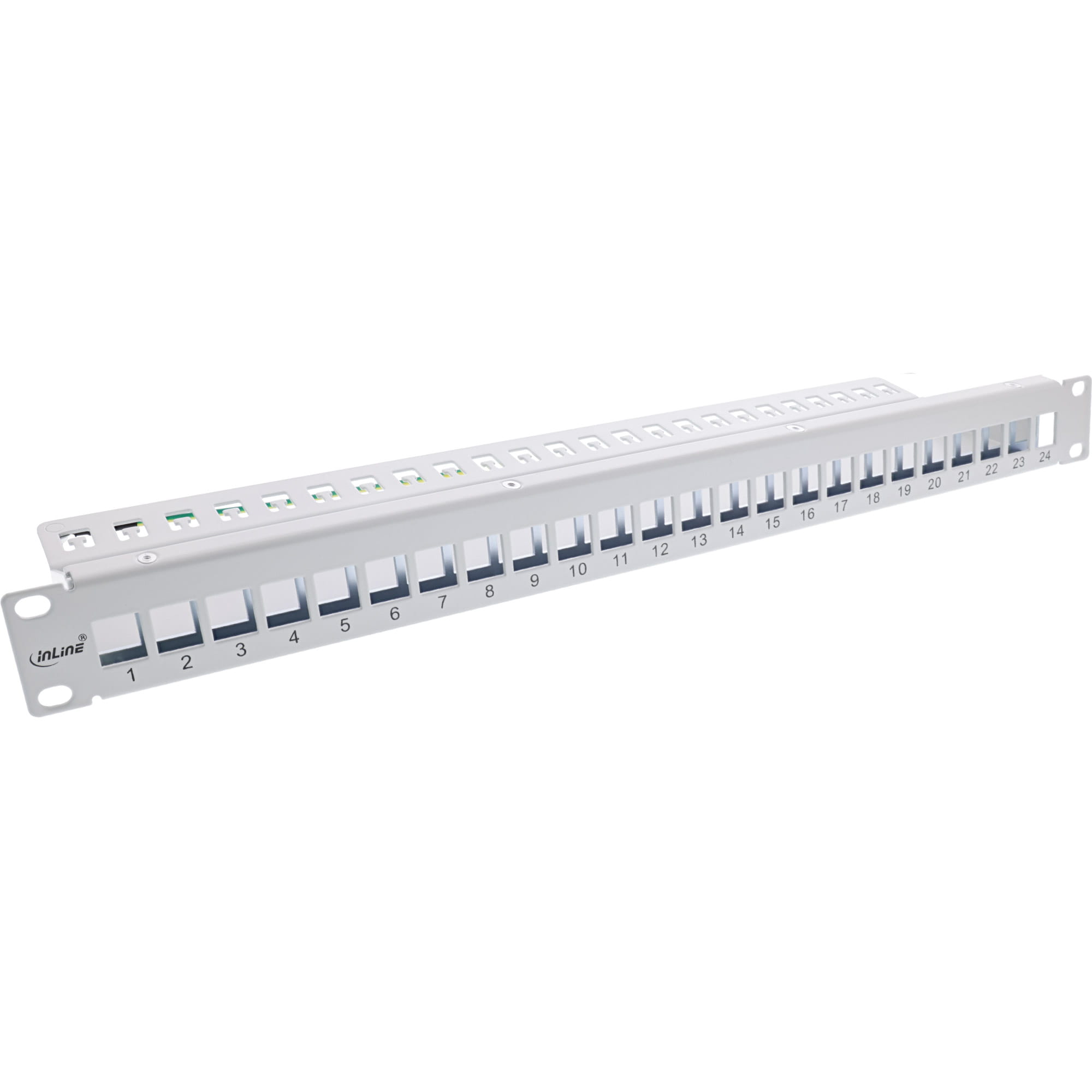 InLine Patchfeld 24-fach - Keystone Leerblech Patchpanel - 19" - 1HE - lichtgrau