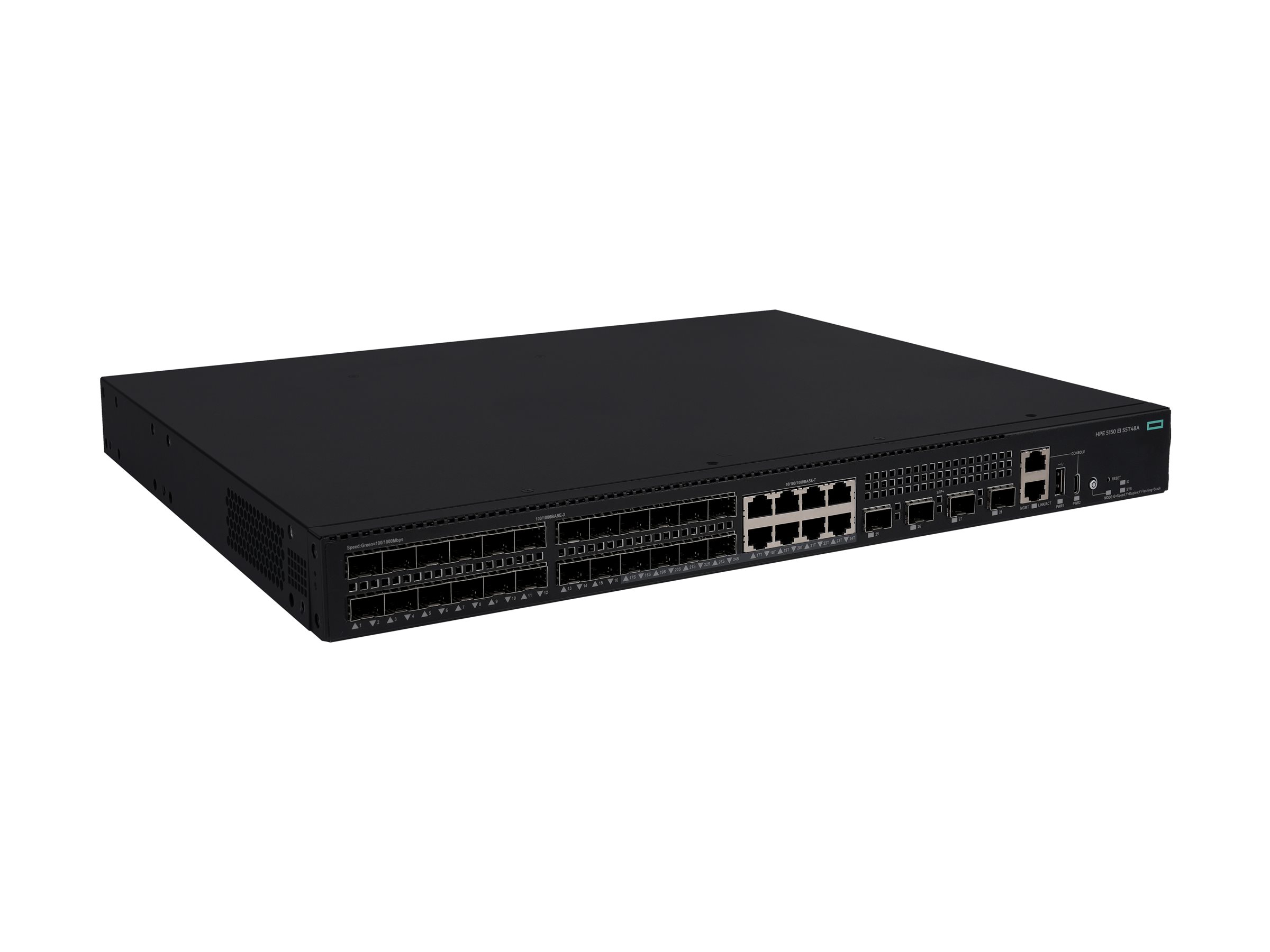 HPE Networking Comware 5150EI 24p SFP 1G 8p 10M/100M/1G Combo 4p SFP+ 1G/10G Switch - Switch - L3 - managed - 24 x 100/1000Base-X SFP + 8 x 10/100/1000Base-T + 4 x 1 Gigabit / 10 Gigabit SFP+ (Uplink / Stacking)