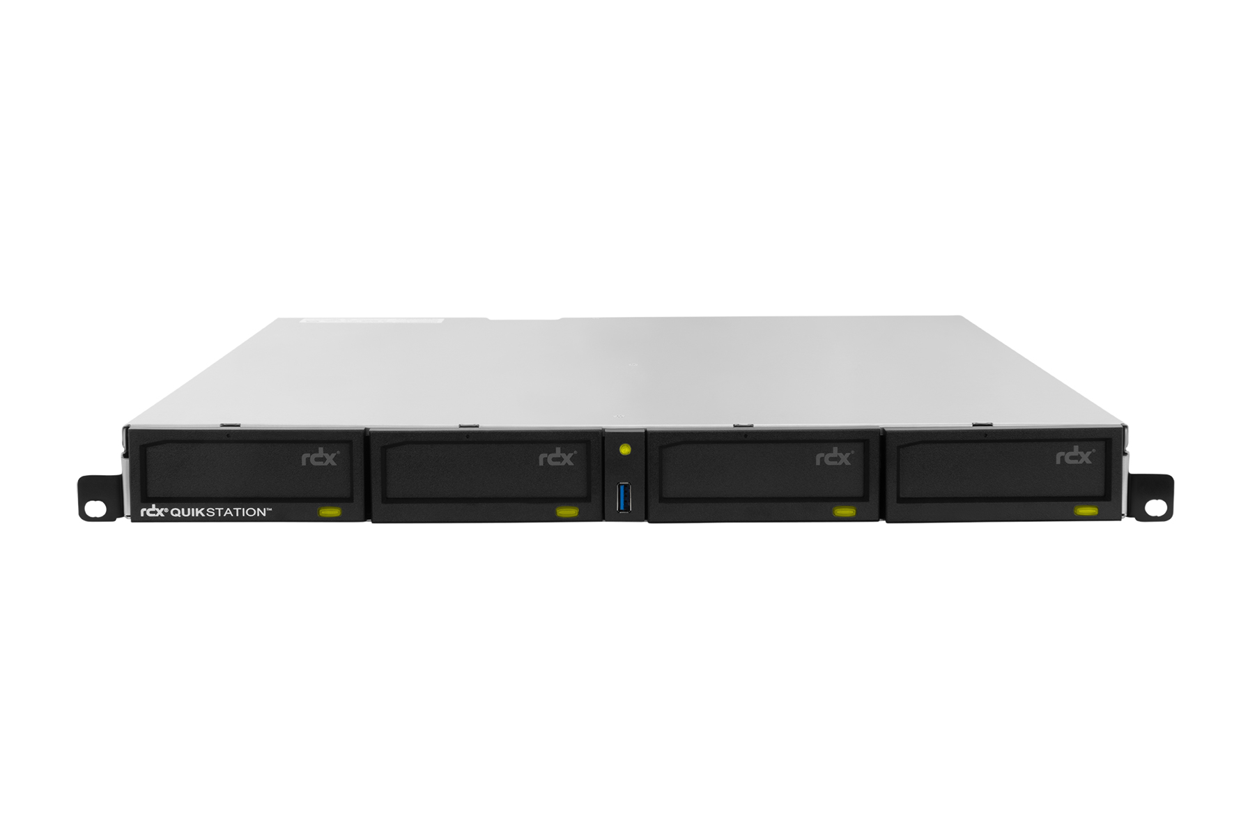 Overland-Tandberg O-T RDX QuikStation 4 RM, 4-Bay, 4x 1Gb Ethernet, Wechselplatten Array, 1U rackmount, Speicher-Array, RDX-Kartusche, RDX, Schwarz, FCC Class B, CE, TÜV-GS, cTÜVus, RCM, VCCI, KCC Class A, CAN ICES-3 (B)/NMB-3(B), 20 TB