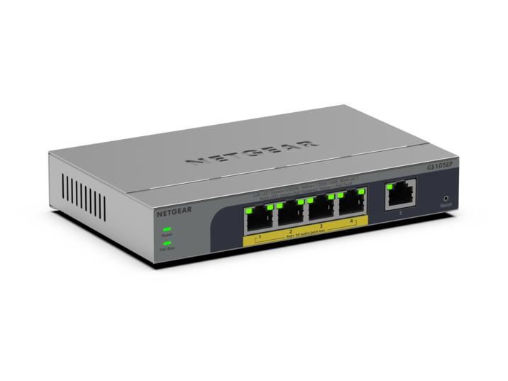 Netgear Easy Smart GS105EP - Switch - L3 - Smart - 1 x 10/100/1000 + 4 x 10/100/1000 (PoE+)