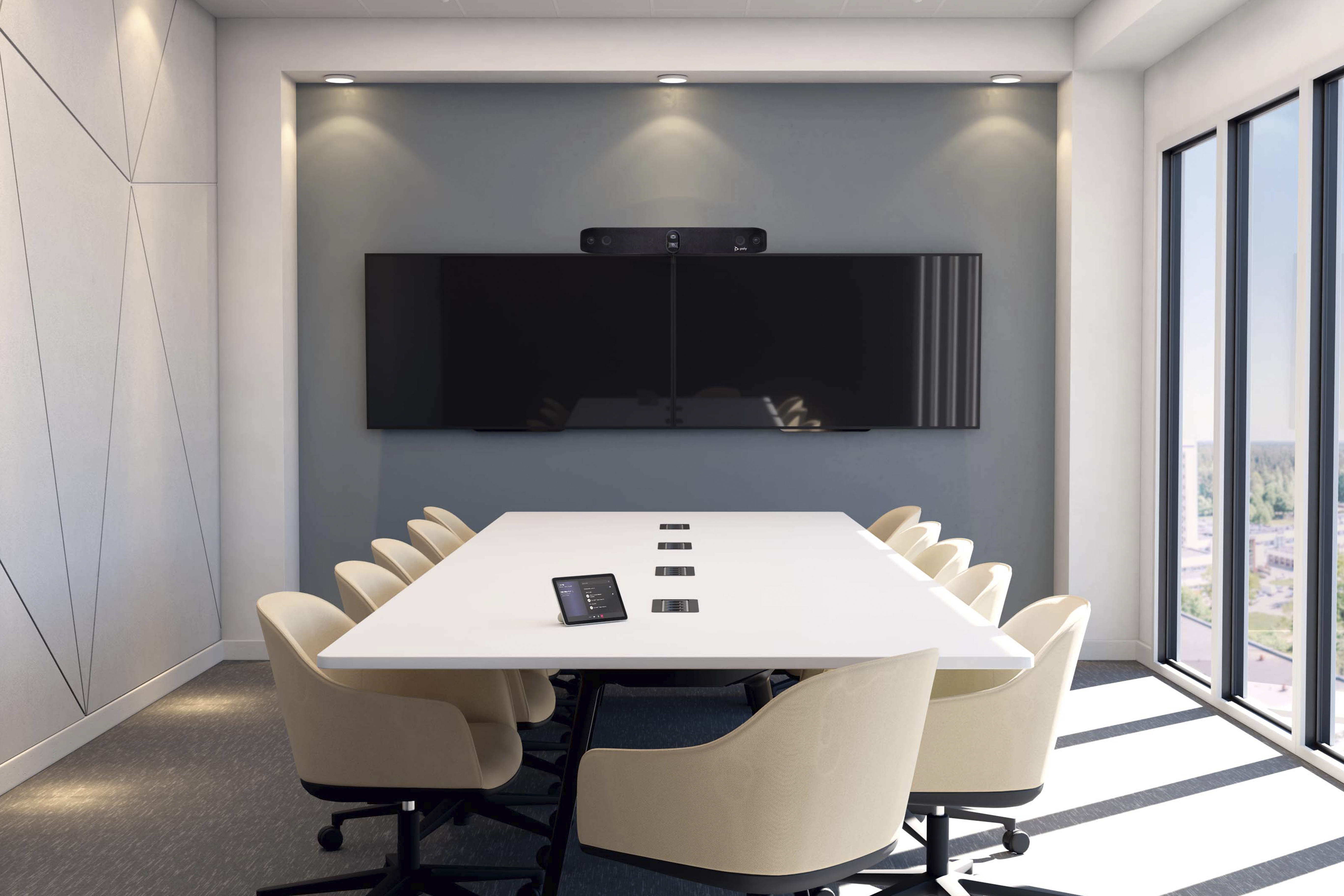 HPE HP Poly Studio X70 All-In-One-Videoleiste mit TC8 Controller-Kit, Videozusammenarbeit, 4K Ultra HD, 30 fps, 7,3x, Schwarz, Grau