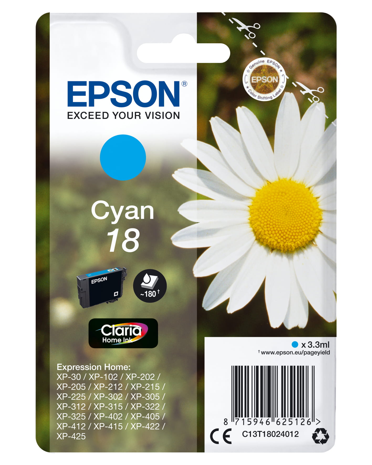 Epson 18 - 3.3 ml - Cyan - original - Tintenpatrone