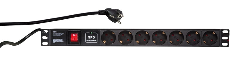 LogiLink Stromverteilungseinheit (Rack - einbaufähig) - Wechselstrom 250 V - 3500 Watt - Eingabe, Eingang power CEE 7/7 - Ausgangsanschlüsse: 7 (Stromversorgung)