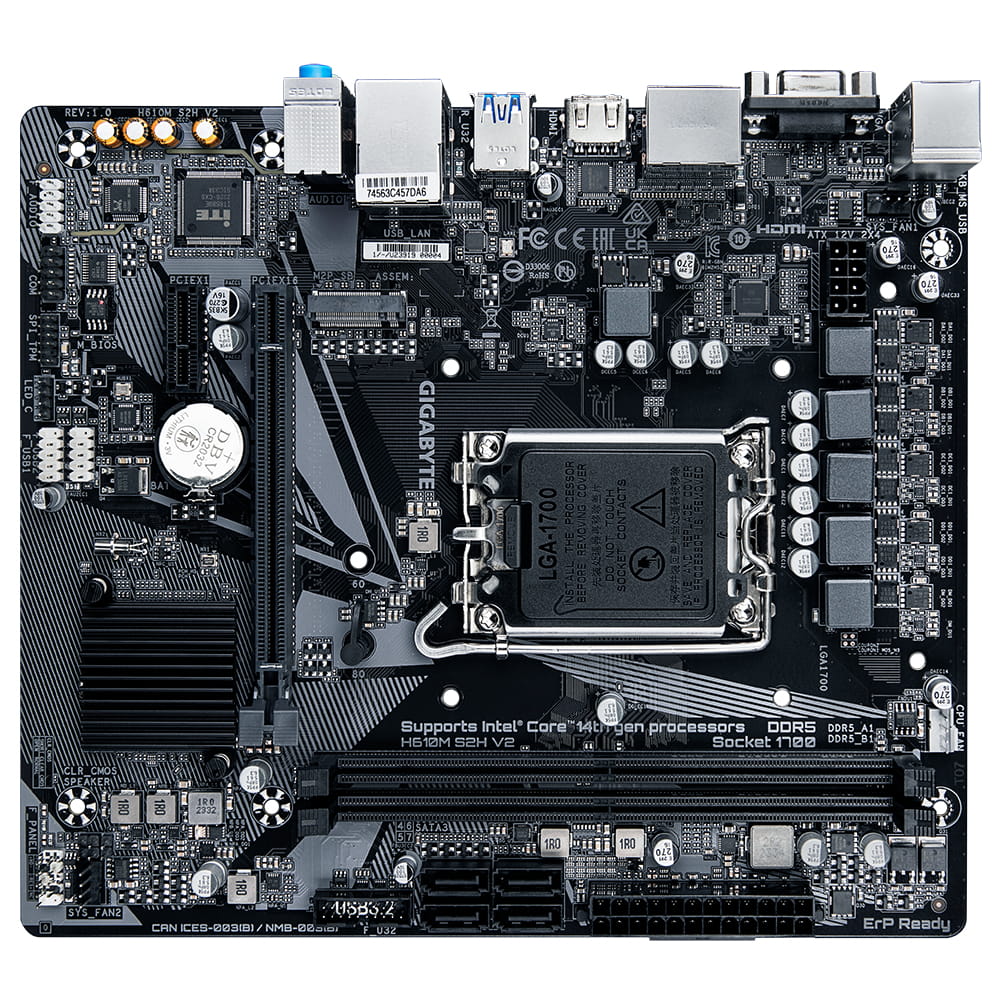 Gigabyte H610M S2H V2 - 1.0 - Motherboard - micro ATX - LGA1700-Sockel - H610 Chipsatz - USB 3.2 Gen 1 - Gigabit LAN - Onboard-Grafik (CPU erforderlich)