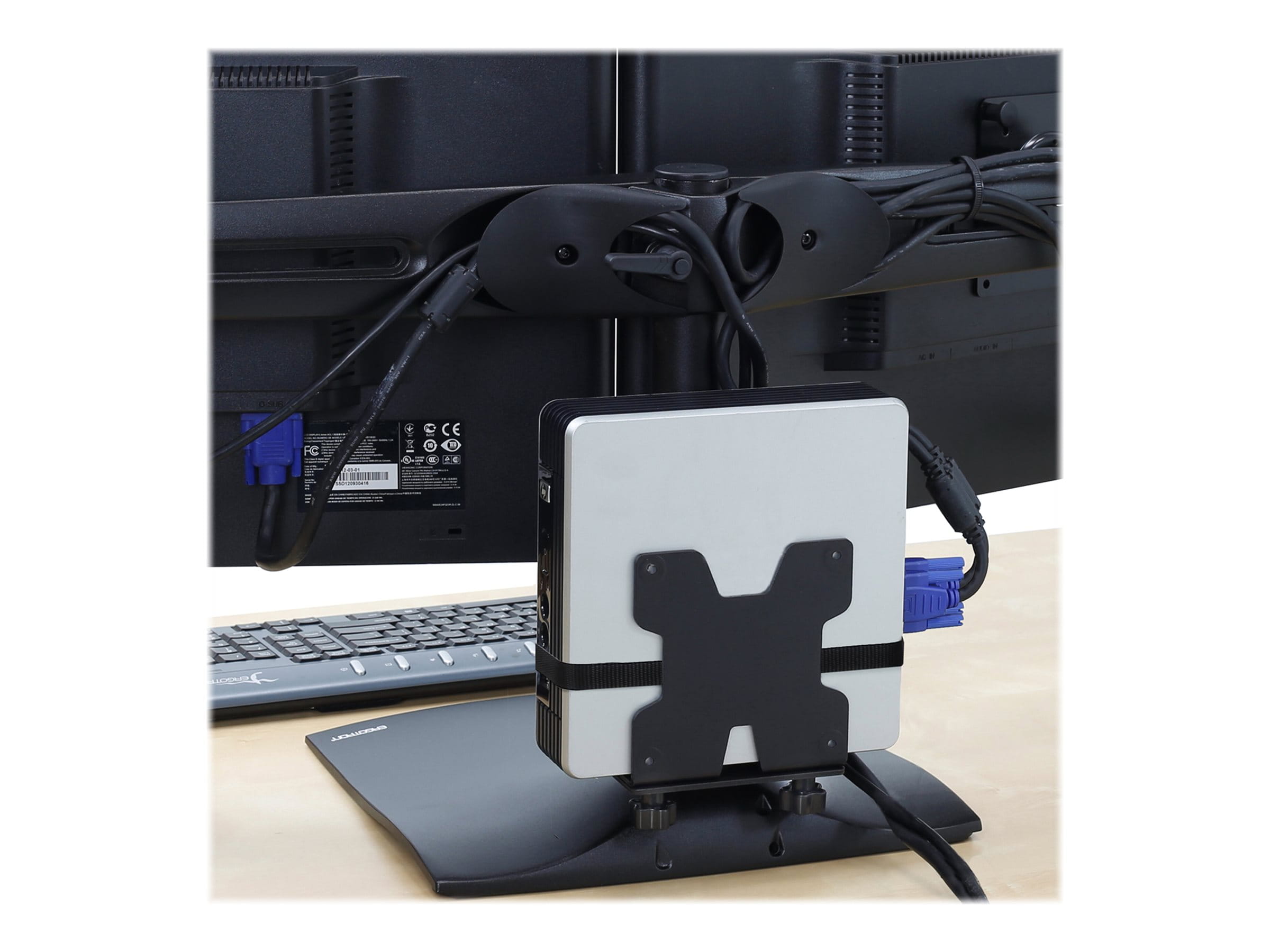 Ergotron Mini-PC-Halterung - unter Tisch montierbar, Pfosten montierbar, an Wandschiene montierbar, VESA-Halterung montierter Ergotron Mini-PC-Halterung - unter Tisch montierbar, Pfosten montierbar, an Wandschiene montierbar, VESA-Halterung montierter