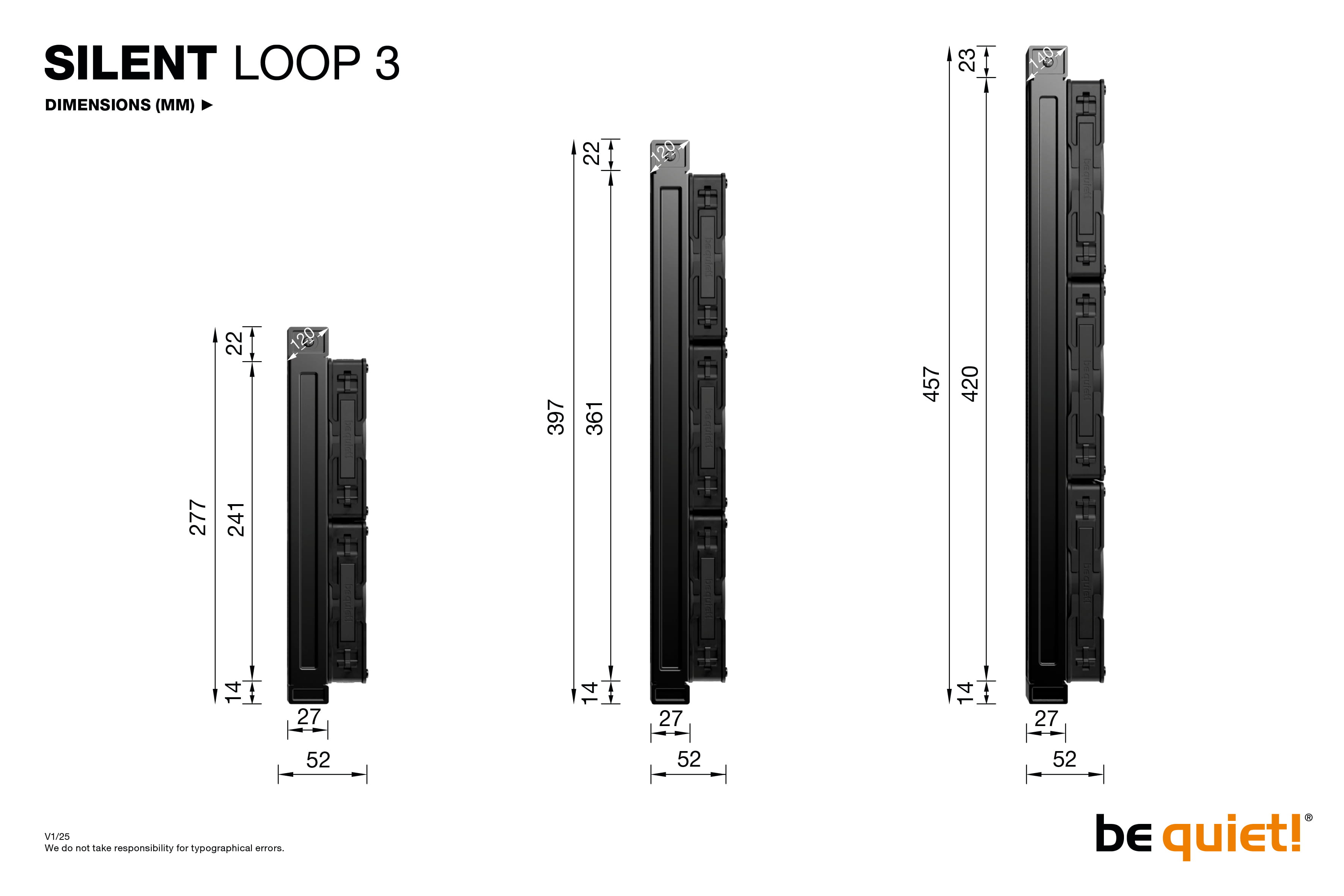 Be Quiet! Silent Loop 3 - Prozessor-Luftkühler - Kühlergröße: 360 mm - (für: LGA1150, LGA1151, LGA1155, LGA1200, LGA1700, LGA1851, AM4, AM5, TR4, TR5)