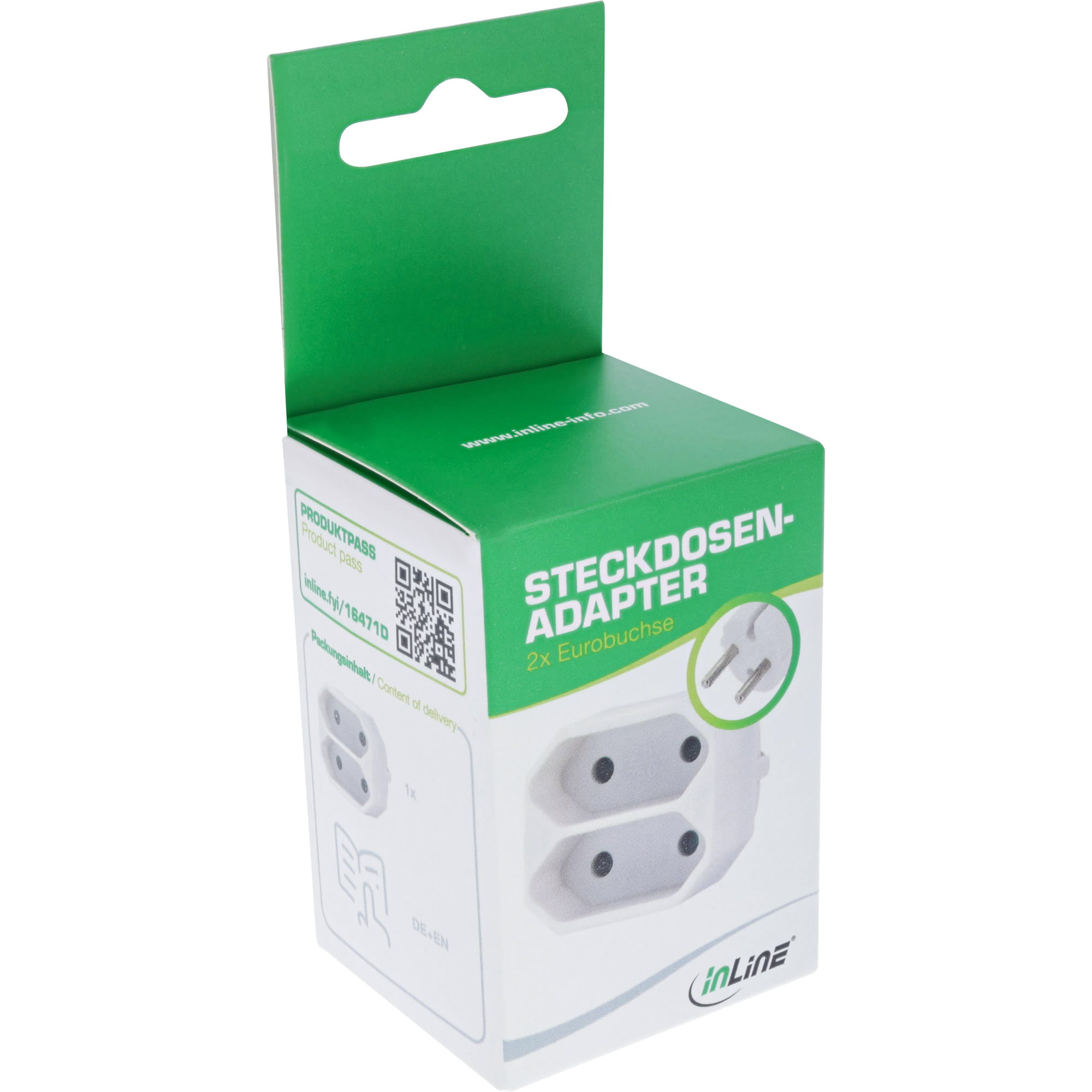 InLine Steckdosenadapter - Schutzkontakt-Stecker auf 2x Eurobuchse