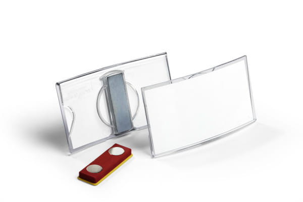 Durable Namensschild - für 40 x 75 mm - Clip, Magnet, Nadel - durchsichtig (Packung mit 25)