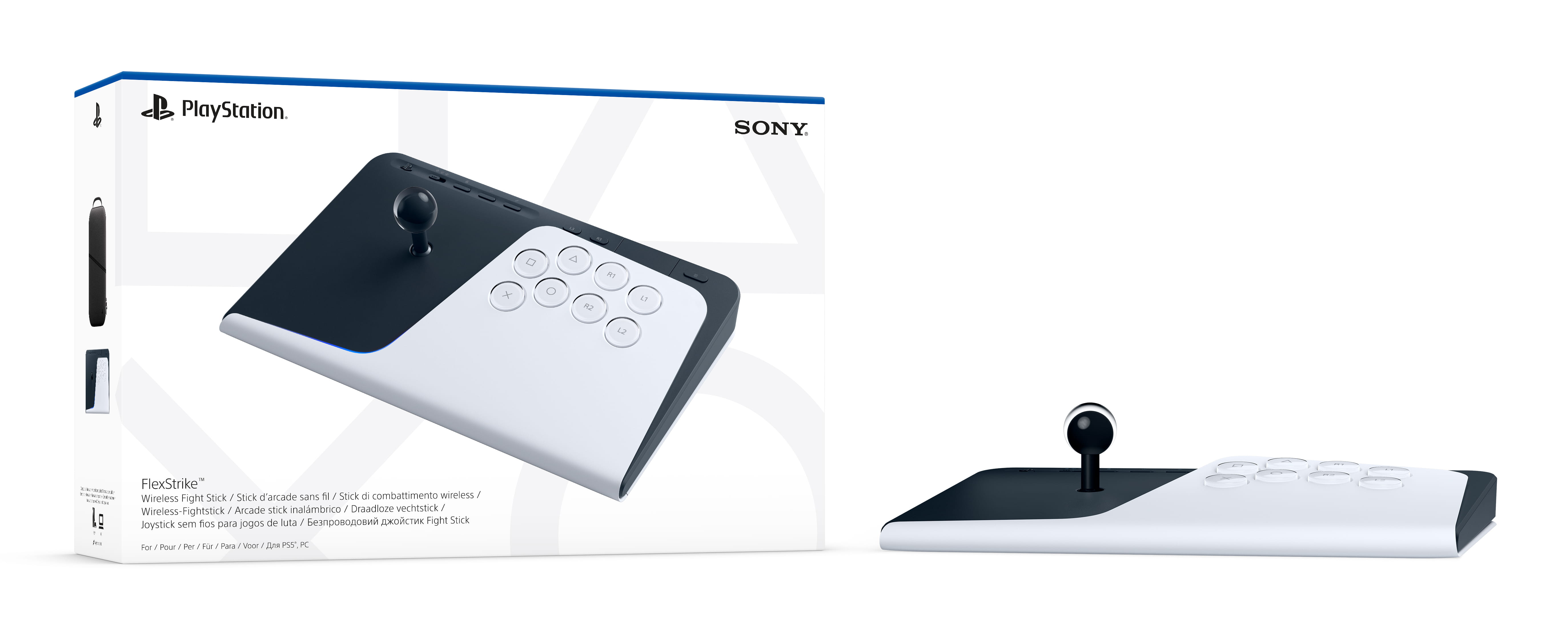 Sony Interactive Entertainment FlexStrike, Kampfstab, PlayStation 5, PC, D-Pad, Richtungstasten, Home button, Menü-Taste, Analog / Digital, Verkabelt & Kabellos, RF/USB