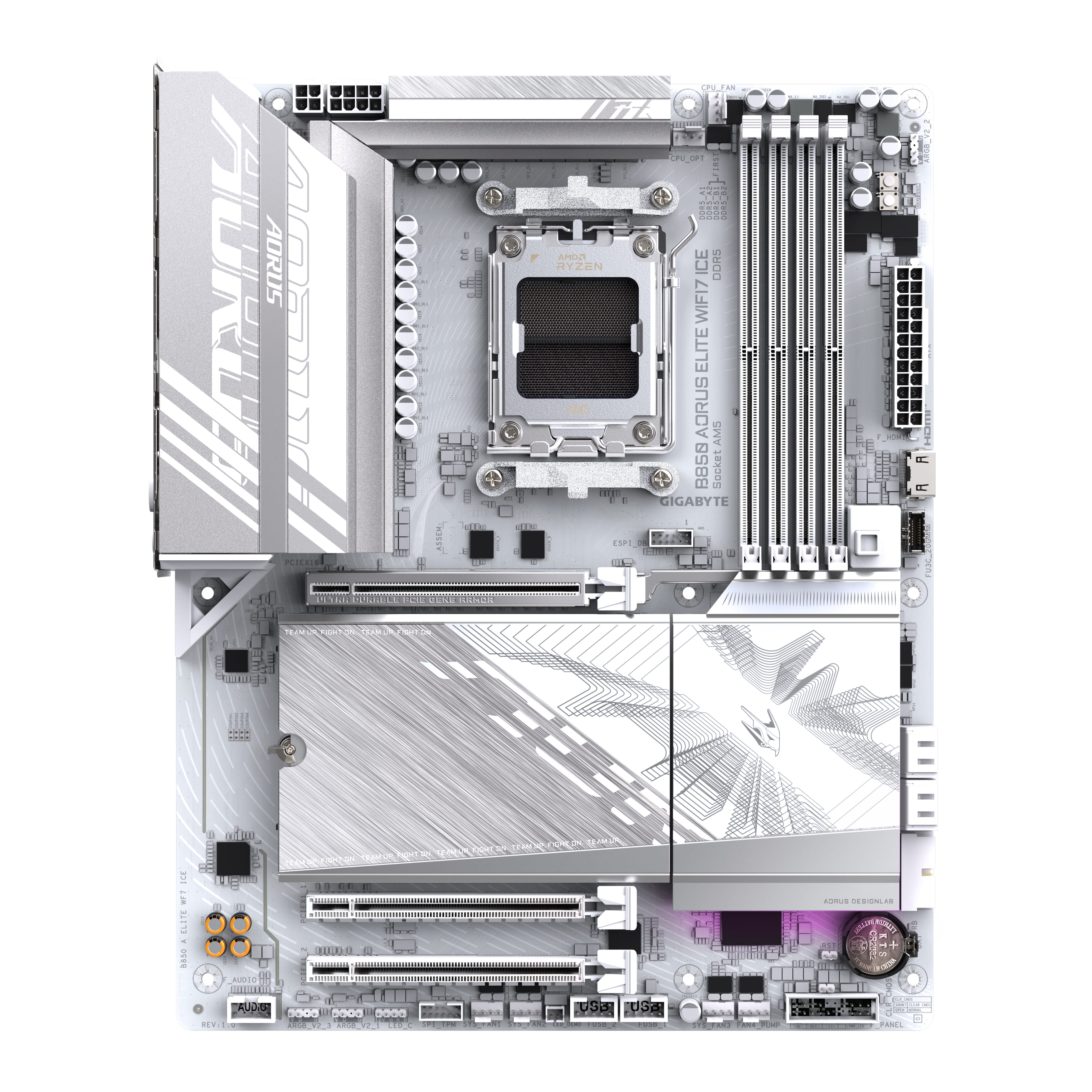Gigabyte AORUS B850 ELITE WIFI7 ICE - Motherboard - ATX - Socket AM5 - AMD B850 Chipsatz - USB-C 3.2 Gen 2x2, USB-C 3.2 Gen2, USB 3.2 Gen 2, USB 3.2 Gen 1 - Bluetooth, Wi-Fi 7, 2.5 Gigabit LAN - Onboard-Grafik (CPU erforderlich)