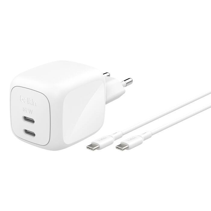 Belkin BoostCharge Pro - Netzteil - GaN - 67 Watt - Fast Charge - 2 Ausgabeanschlussstellen (2 x USB-C)