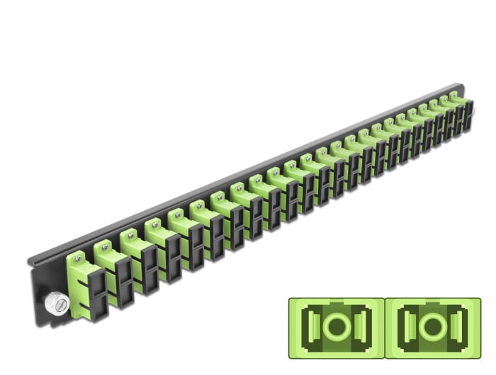 Delock Rack-Montageblech für Glasfaser-Spleißbox - Vorderseite - SC MM X 24 - hellgrün - 1U - 48.3 cm (19")