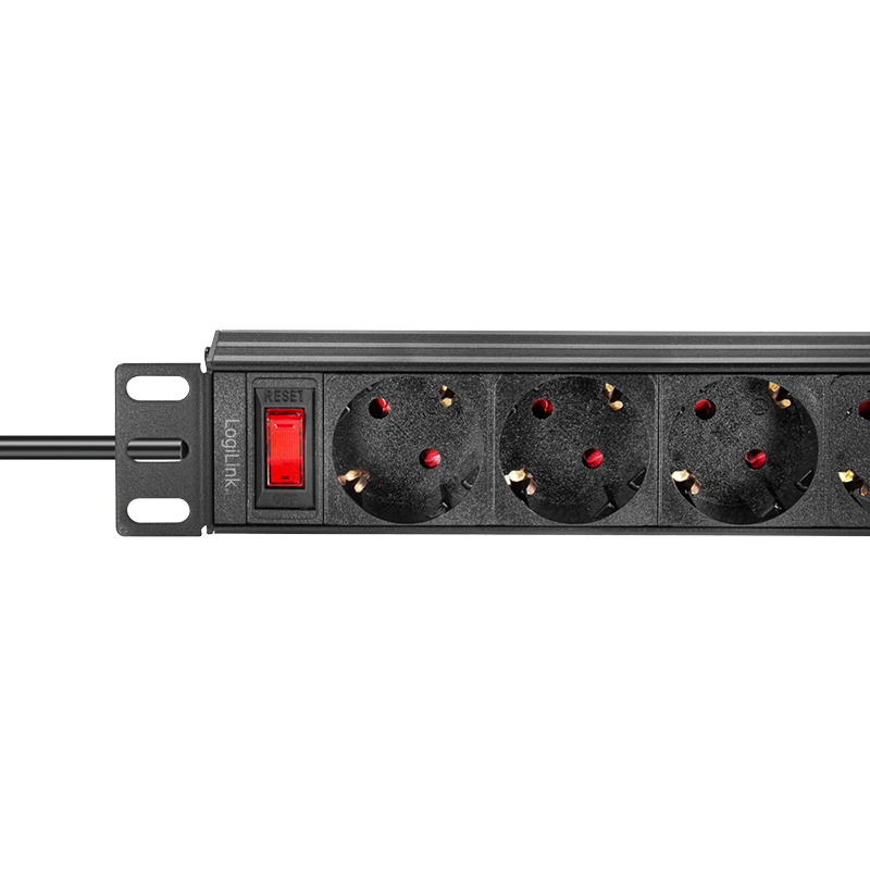 LogiLink PDU4B01, 1U, Horizontal/Vertikal, Aluminium, Schwarz, 4 AC-Ausgänge, Typ F
