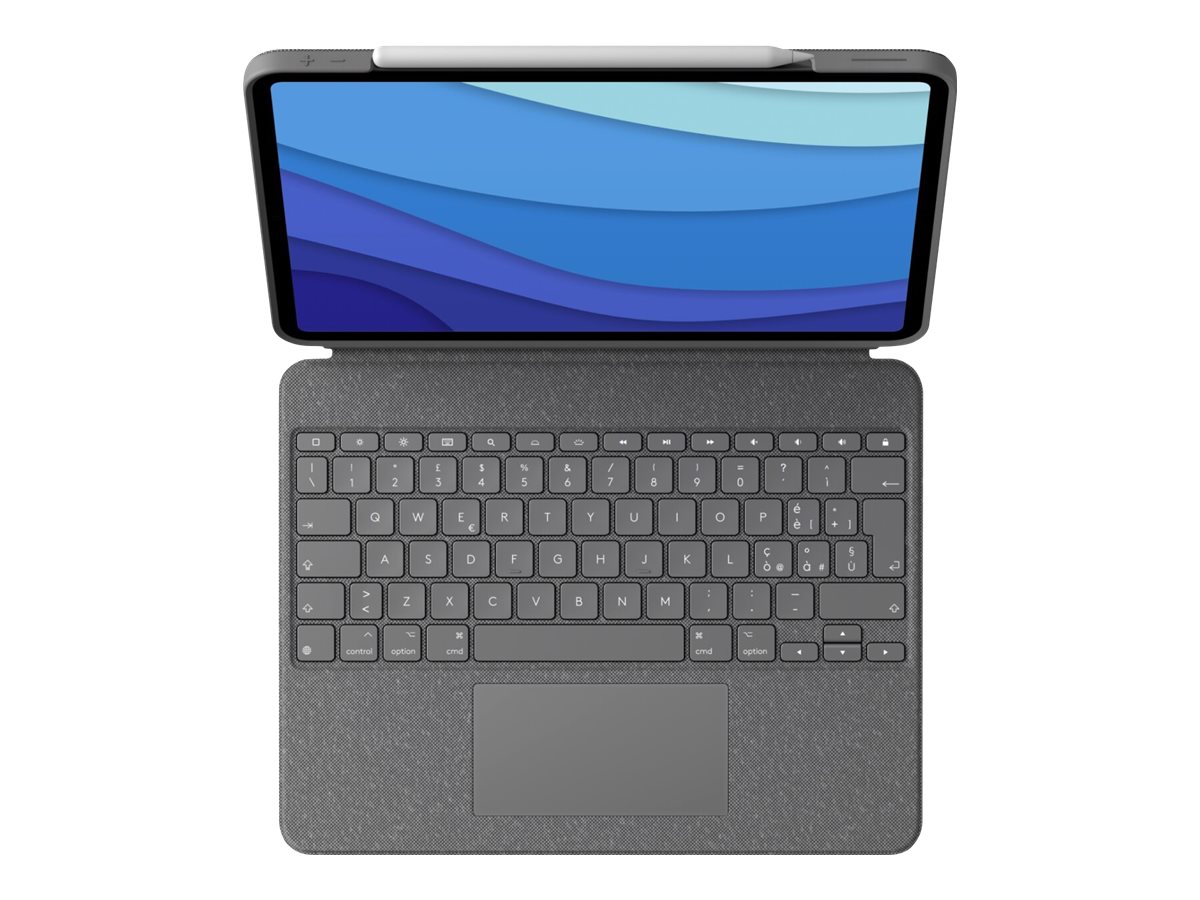 Logitech Combo Touch - Tastatur und Foliohülle - mit Trackpad - hintergrundbeleuchtet - Apple Smart connector - QWERTY - US International - Sand - für Apple 11-inch iPad Pro (1. Generation, 2. Generation, 3. Generation)