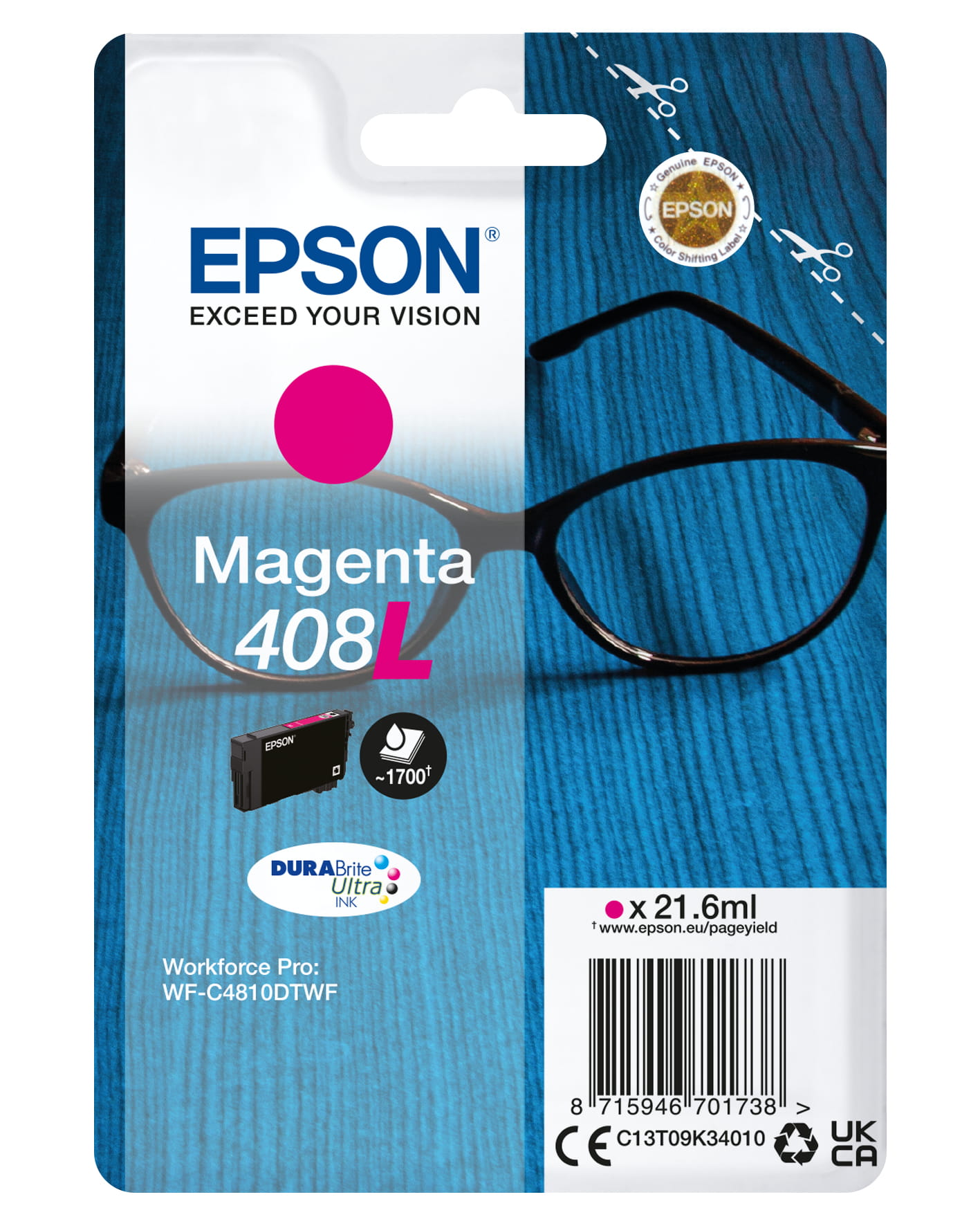 Epson 408L - 21.6 ml - Magenta - original - Blisterverpackung