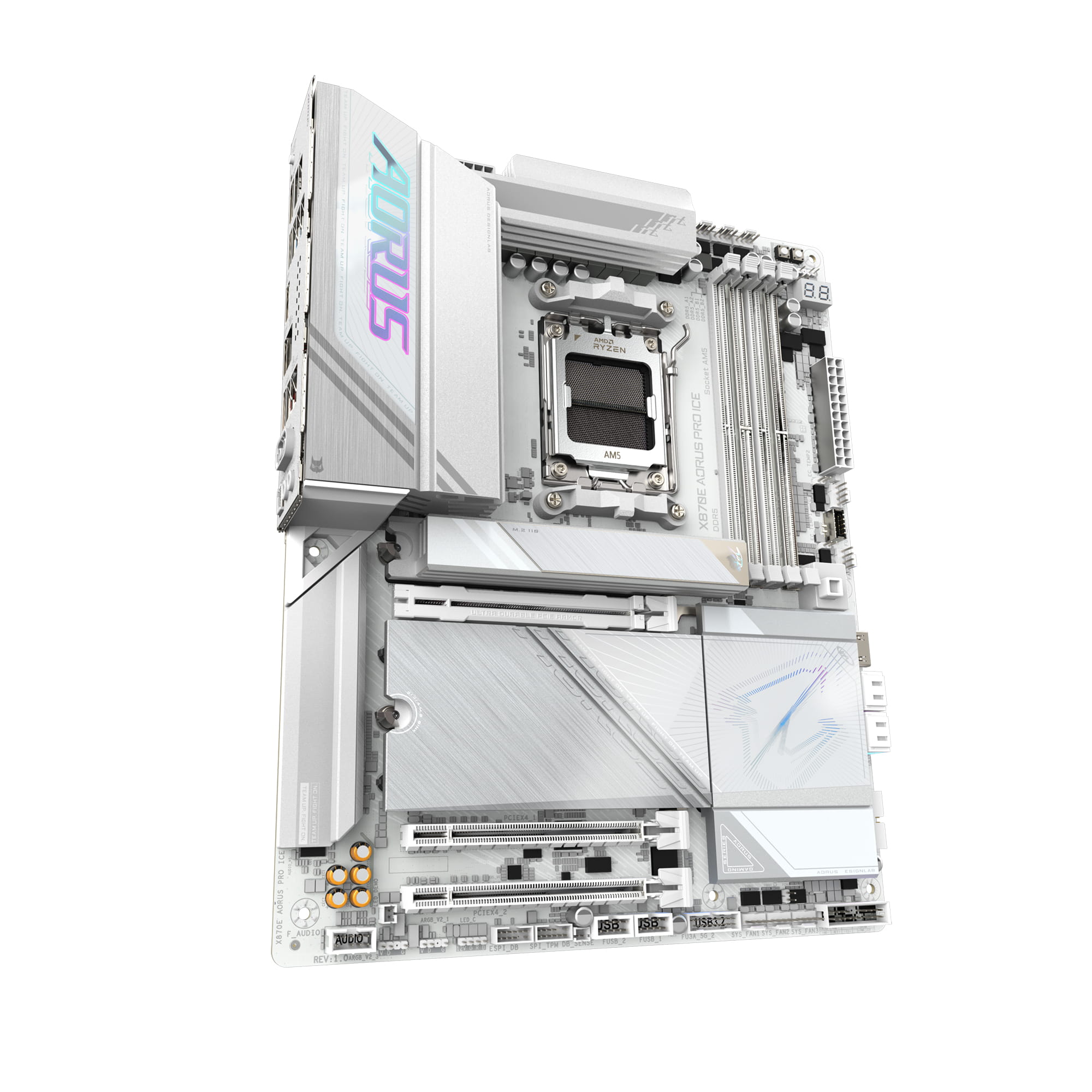 Gigabyte AORUS X870E PRO ICE - Motherboard - ATX - Socket AM5 - AMD X870E Chipsatz - USB-C 3.2 Gen 2x2, USB4, USB 3.2 Gen 1, USB 3.2 Gen 2 - 2.5 Gigabit LAN, Bluetooth, Wi-Fi 7 - Onboard-Grafik (CPU erforderlich)