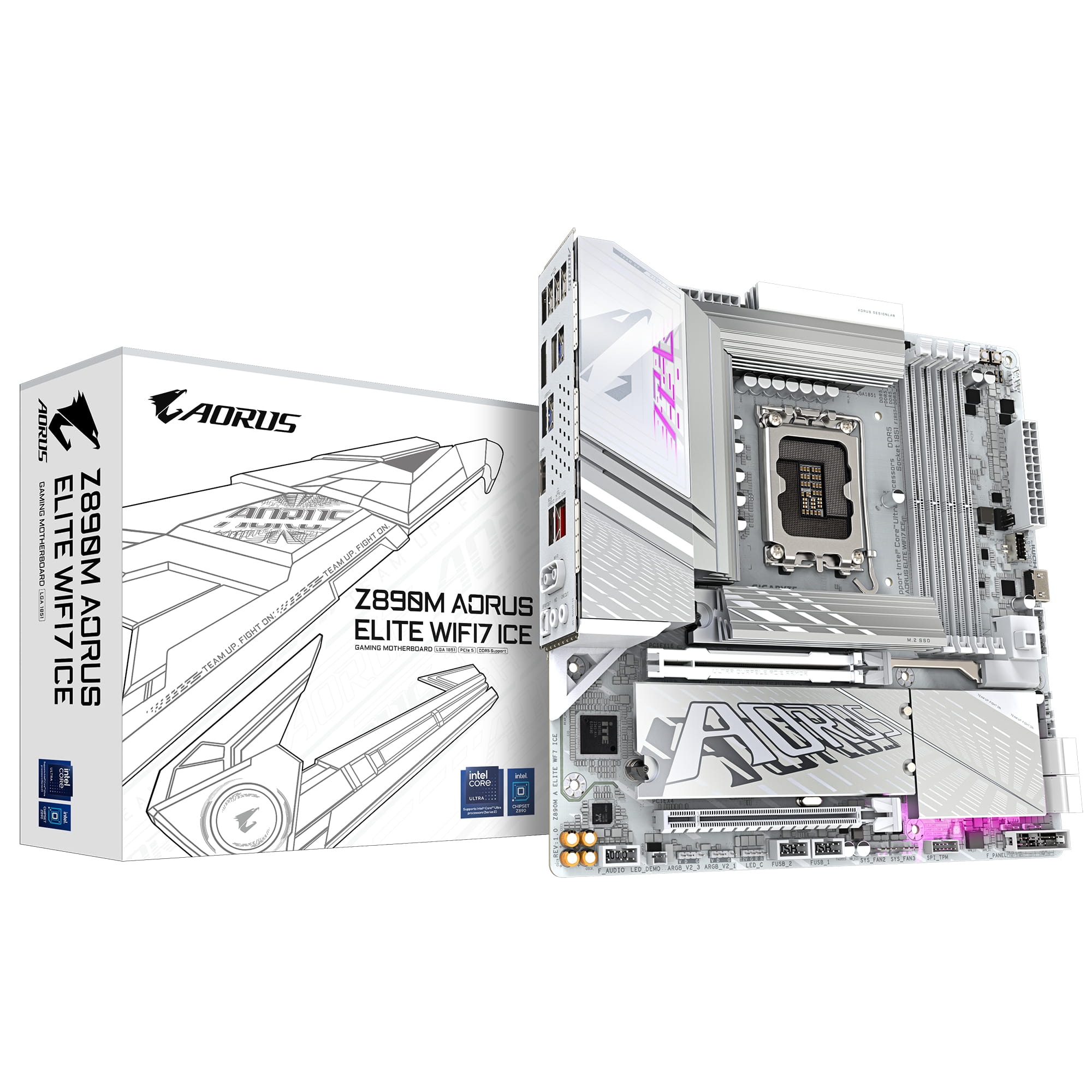 Gigabyte AORUS Z890M ELITE WIFI7 ICE - Motherboard - micro ATX - LGA1851 Sockel - Z890 Chipsatz - USB4, USB-C 3.2 Gen2, USB 3.2 Gen 2, USB 3.2 Gen 1 - 2.5 Gigabit LAN, Wi-Fi 7, Bluetooth - Onboard-Grafik (CPU erforderlich)