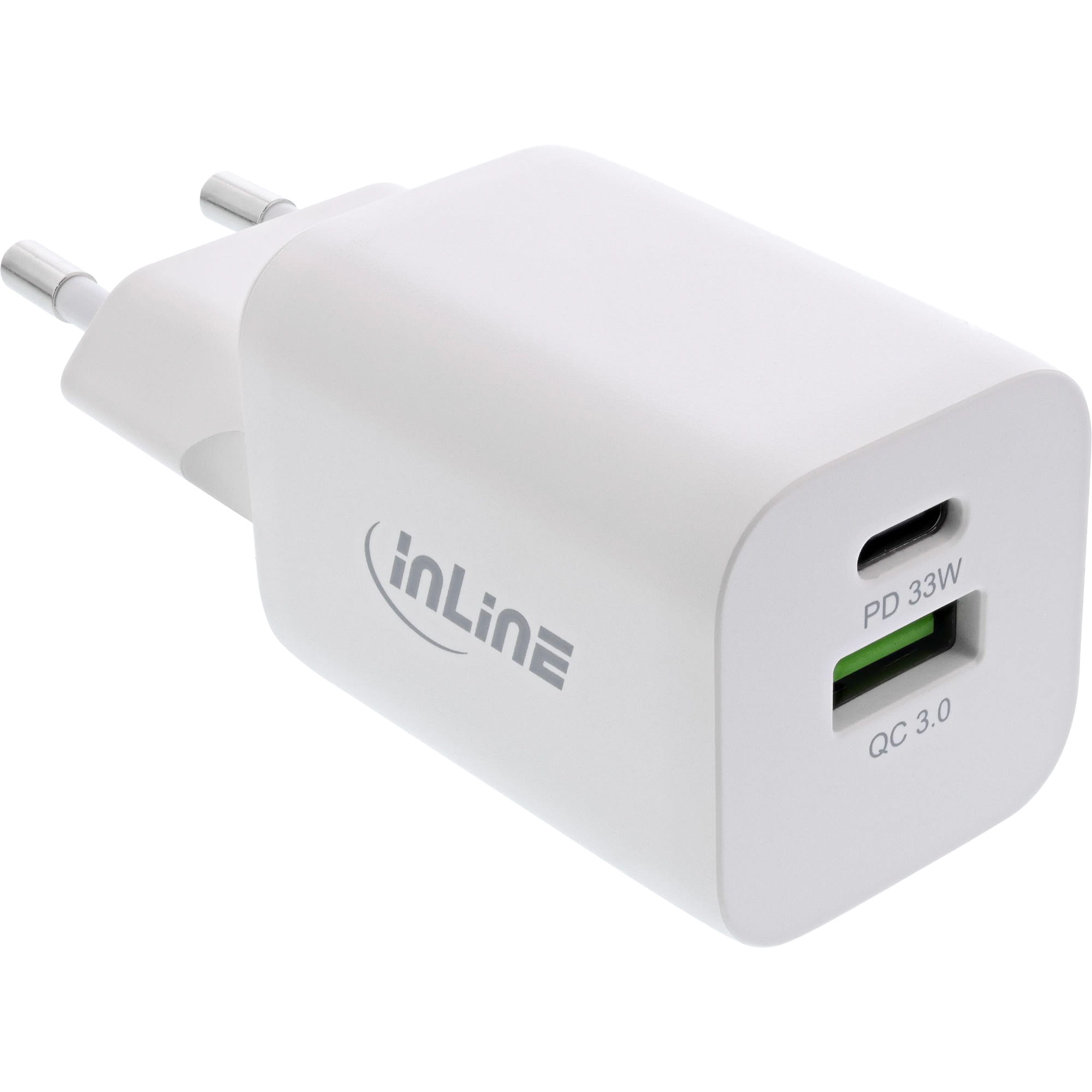 InLine Power Delivery + Quick Charge USB Netzteil - 33W - USB-A + USB-C - weiß