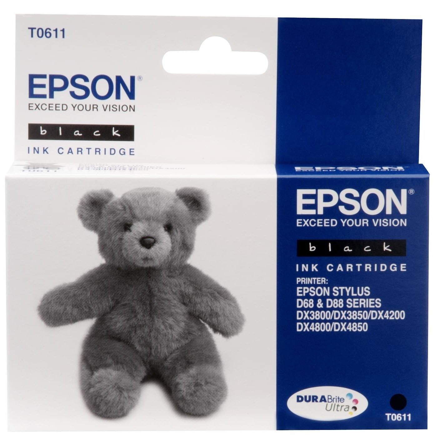 Epson Teddybear Singlepack Black T0611 DURABrite Ultra Ink, Schwarz, Tinte auf Pigmentbasis, 8 ml, 1 Stück(e), Einzelpackung