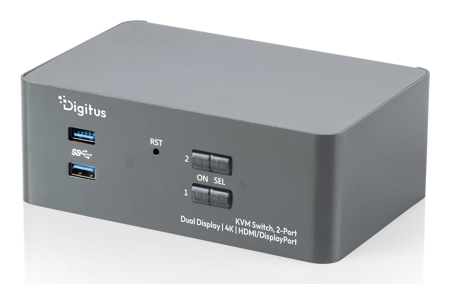 DIGITUS KVM-Switch, 2-Port, Dual-Display, 4K, HDMI/DisplayPort