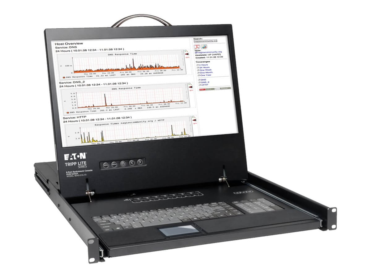 Tripp Eaton Tripp Lite Series 8-Port Rack Console VGA KVM Switch w/ 19" LCD 1U TAA - KVM-Konsole mit KVM-Switch - 8 Anschlüsse - PS/2 - 48.3 cm (19")
