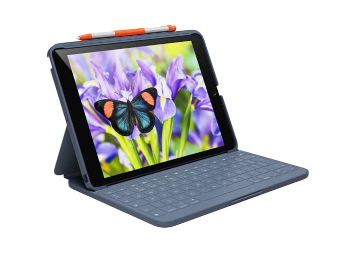 Logitech Rugged Lite - Tastatur und Foliohülle - kabellos - Bluetooth LE - Classic Blue - für Apple 10.2-inch iPad (7. Generation, 8. Generation, 9. Generation)
