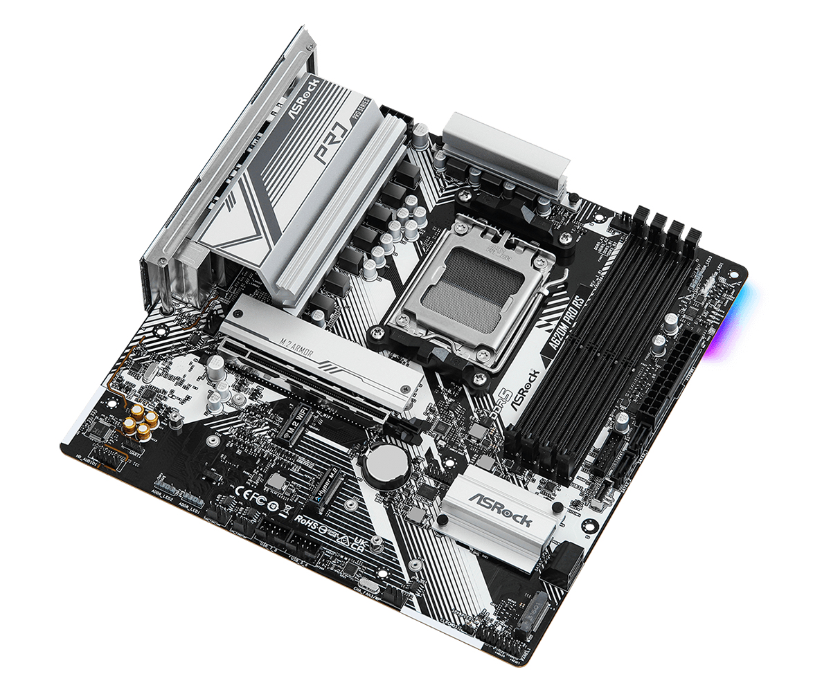ASRock A620M PRO RS - Motherboard - micro ATX - Socket AM5 - AMD A620 Chipsatz - USB 3.2 Gen 1, USB-C 3.2 Gen 1 - Gigabit LAN - Onboard-Grafik (CPU erforderlich)