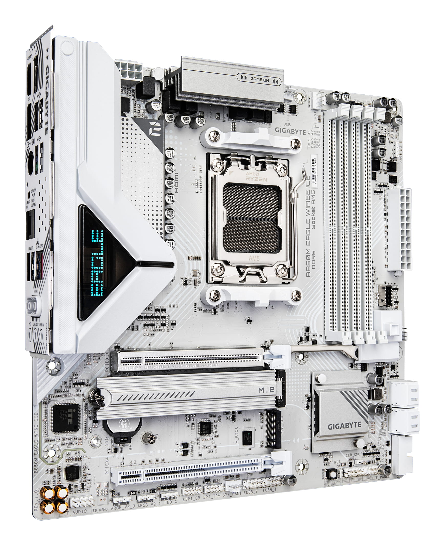 Gigabyte B850M EAGLE WIFI6E ICE - Motherboard - micro ATX - Socket AM5 - AMD B850 Chipsatz - USB-C 3.2 Gen2, USB 3.2 Gen 2, USB 3.2 Gen 1 - 2.5 Gigabit LAN, Wi-Fi 6E, Bluetooth - Onboard-Grafik (CPU erforderlich)