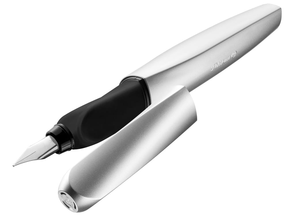 Pelikan Twist P457 Silber M + 1 GTP FS, Silber, Integriertes Befüllsystem, Rundspitze, Edelstahl, Medium, Box