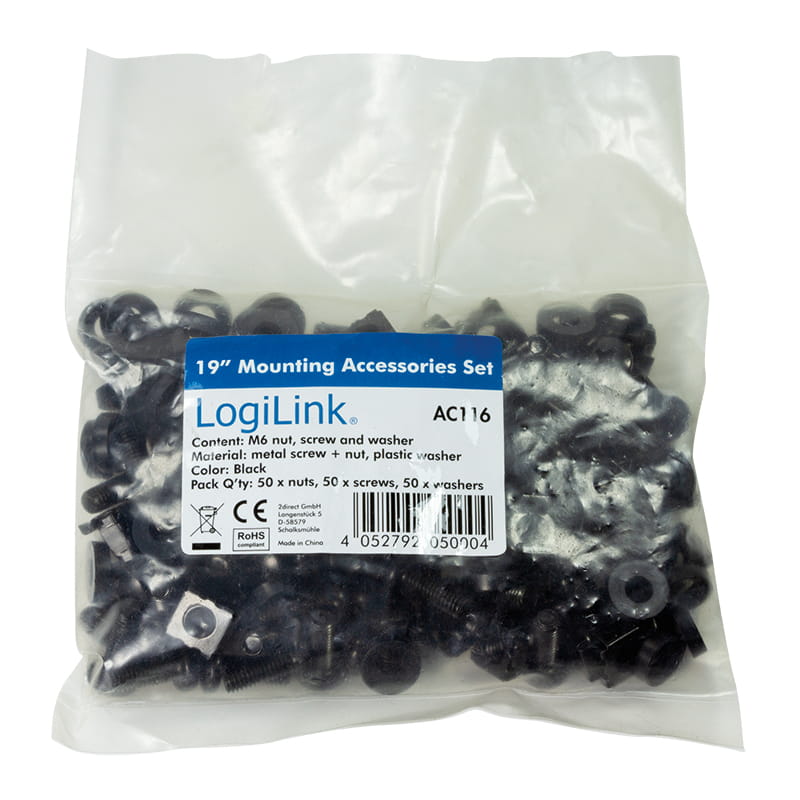 LogiLink Regalschrauben, Muttern und Unterlegscheiben (M6)