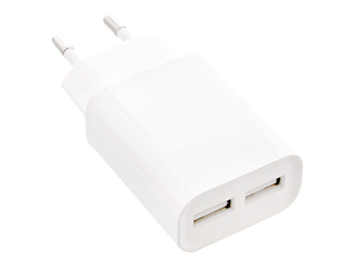 InLine USB Ladegerät DUO - Netzteil 2-fach - 100-240V zu 5V/2.1A - weiß