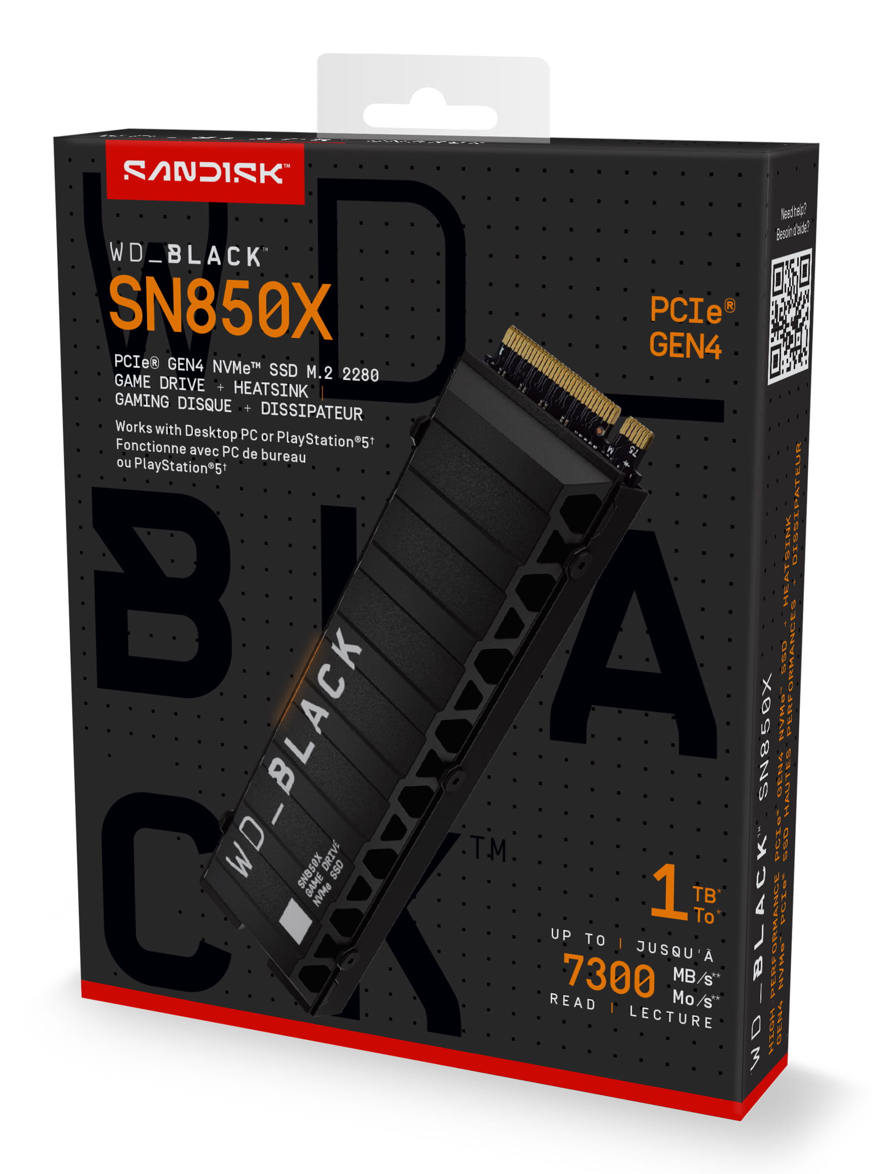 WD WD_BLACK SN850X WDS100T2XHE - SSD - verschlüsselt - 1 TB - intern - M.2 2280 - PCIe 4.0 x4 (NVMe)