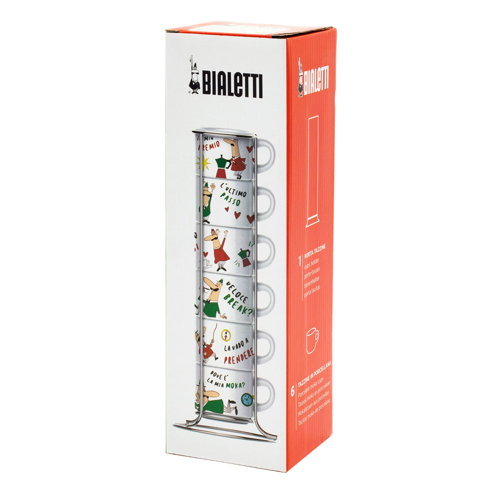 Bialetti L'Omino Italiano, Set, Mehrfarbig, Keramik, Espresso, 6 Stück(e), Box