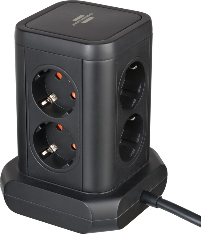 Brennenstuhl 1153560000, 2 m, Indoor, IP20, Schwarz, 8 AC-Ausgänge, 120 mm